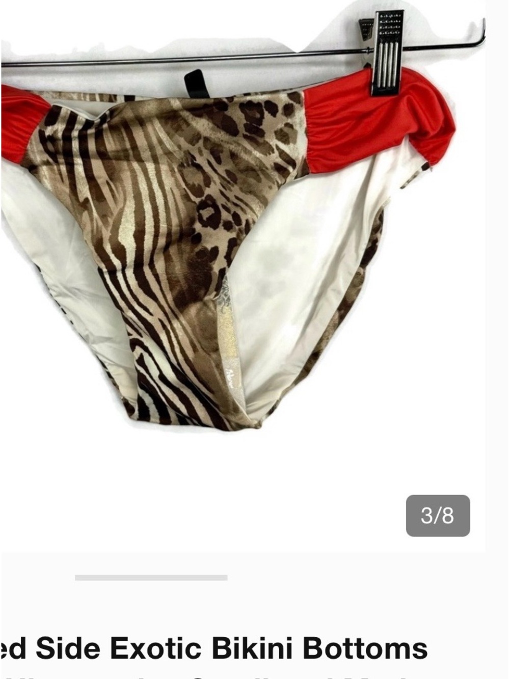 A. Che reversible swim bikini bottom animal print size small